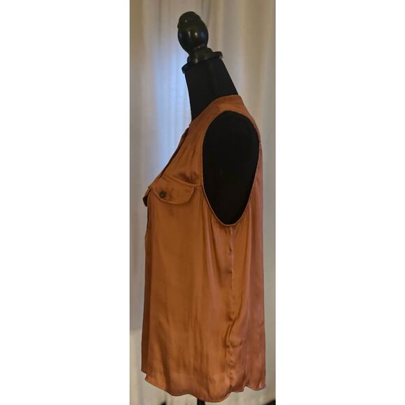 H&M Silky Copper Blouse Mandarin Collar Size 14 - Picture 2 of 5